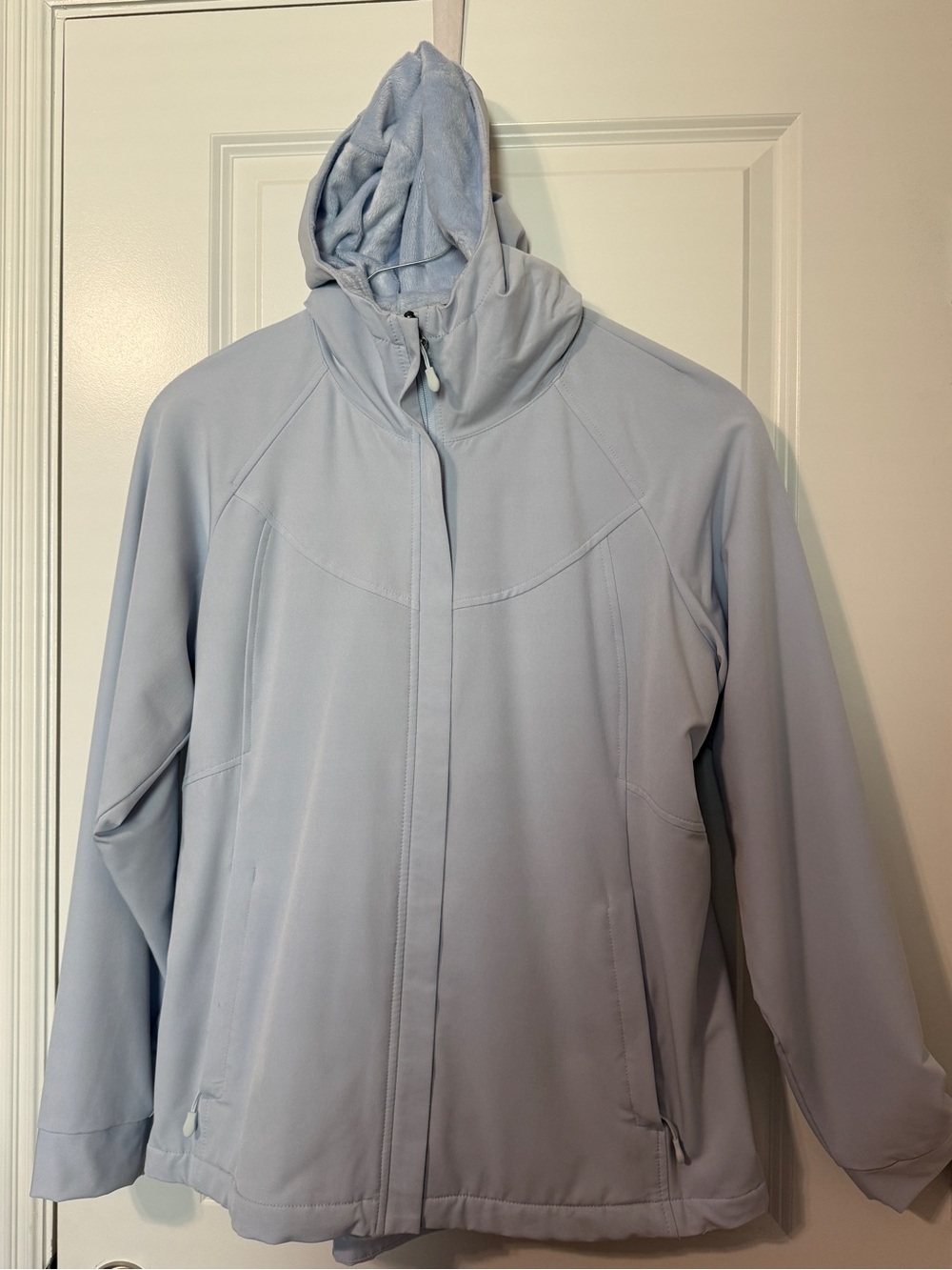 PtP 22” Women’s Softshell 🩵Hooded Jacket Gray Large Fleece Lined Zip